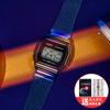 Casio Serie VINTAGE-quadrato retrò metallo piccolo quadrato orologio sportivo colore arcobaleno movimento al quarzo acciaio inossidabile cinturino in tessuto giapponese A1000PRW-1PRD