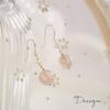 Original natural pearl cherry blossom agate earrings for women, unique vintage style niche design earrings, sweet geometric earrings