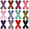 Striped Elbow Gloves Women Emo Gloves Winter Warm Long Sleeves Gloves Women Fingerless Stripe Hip-Hop Knitted Elbow Mittens