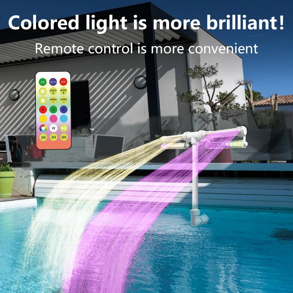 Duals Spray LED Pool Fountain Light Cooler Water Swimming Pools Waterfall Sprinkler Fountain Adjustable Waterfall Cooling Relaxa