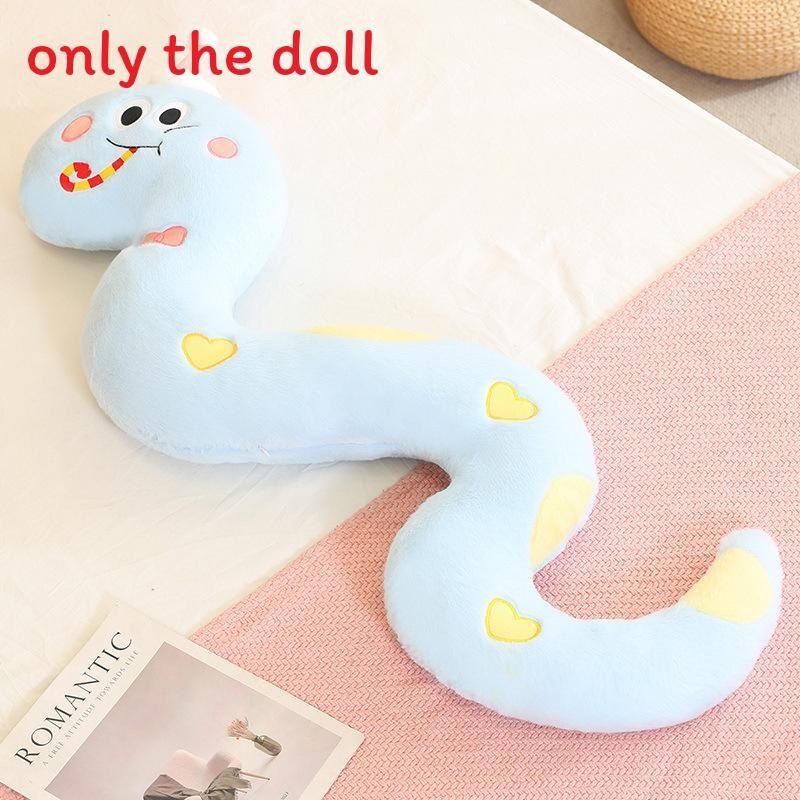 

Cartoonbirthday Hat Decor And Bow Heart Pattern Cartoon Snake Pillow With Embroidered Design For Girls Sleep Bed Decor 60cm синій
