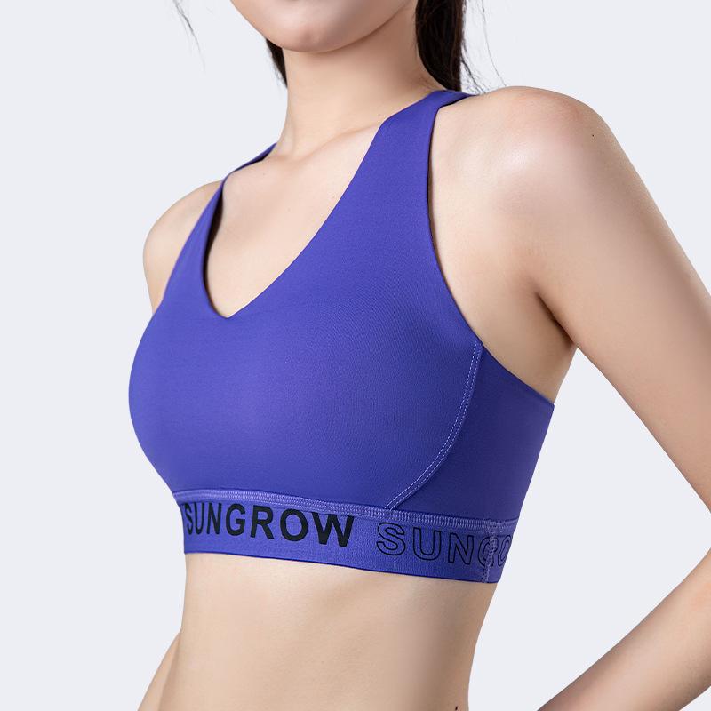 

Women s Shockproof Cross Strap Running Sports Bra - Quick Dry, Stylish Back Design, Fitness & Yoga Wear Large синій