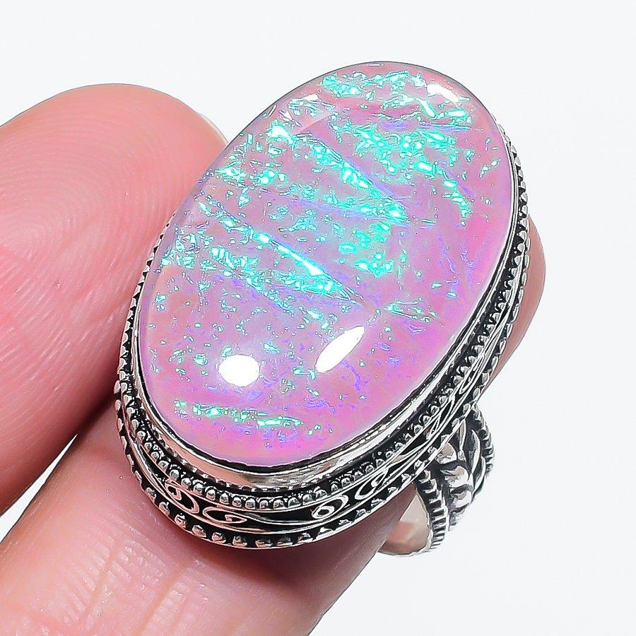 Natural Pink Triplet Opal 925 Sterling Silver Jewelry Ring Size 10.5 C3m48