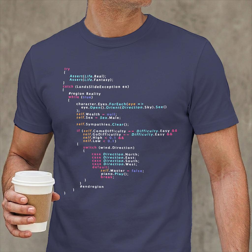 Real Life Coding Programming Color T Shirts Unisexs Cotton Creative Tshirts Programmer Softwarea Tee Shirt Short Sleeve Clothing