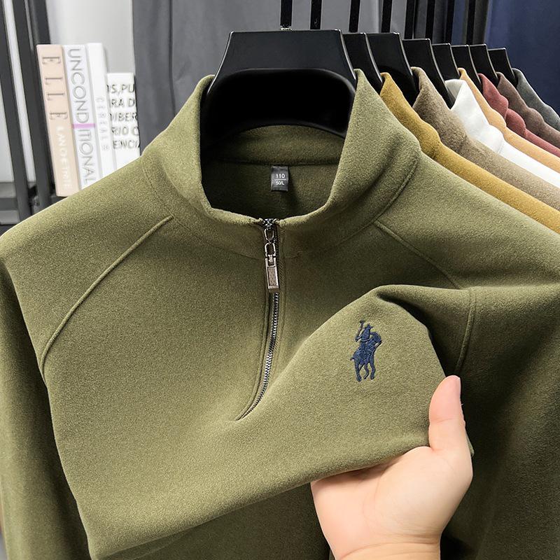 Men's Double-Sided Fleece Half-Zip Stand Collar Sweatshirt - 2025 Autumn/Winter Trend