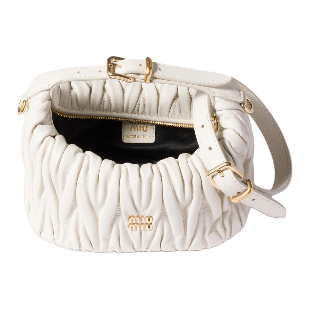 Miu Miu Matelassé Logo Lambskin Tote Bag Women handbags White 5NE026_AFPP_F0009