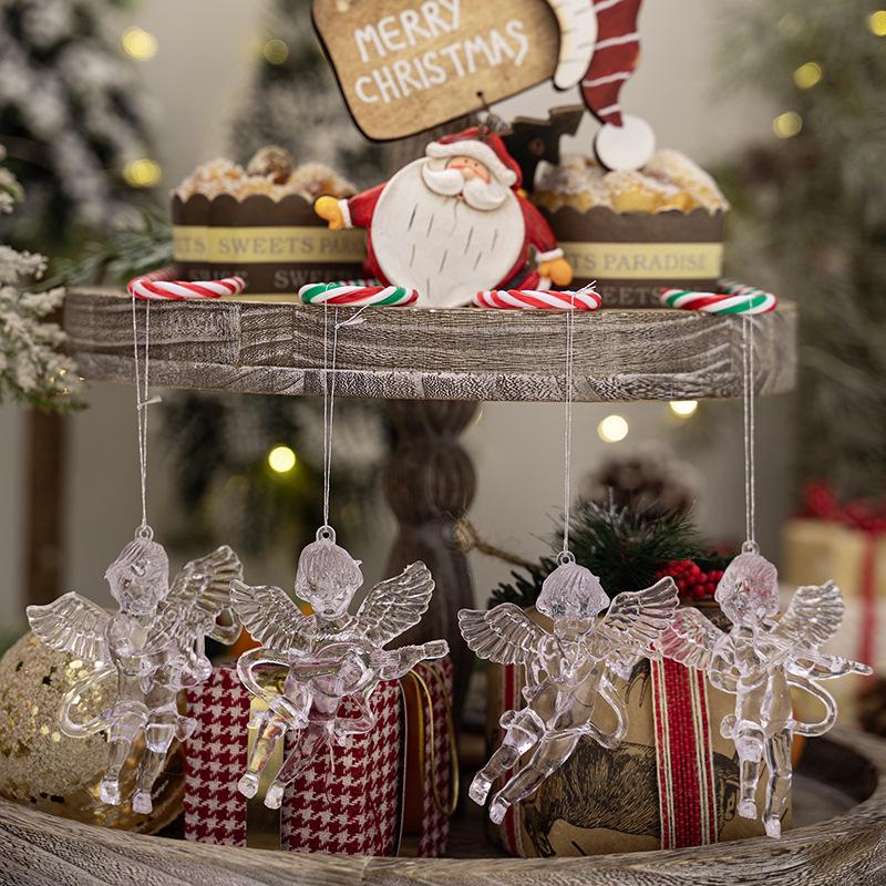 4-Piece Acrylic Angel Christmas Tree Ornaments