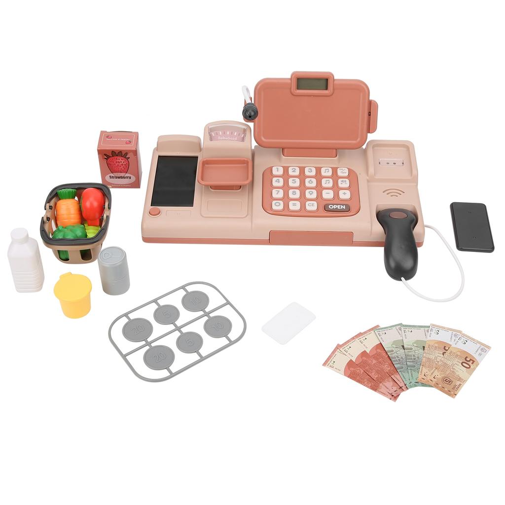 Casa de marcat jucărie voce electronică joc de simulare casier calculator copii educațional jucărie roz