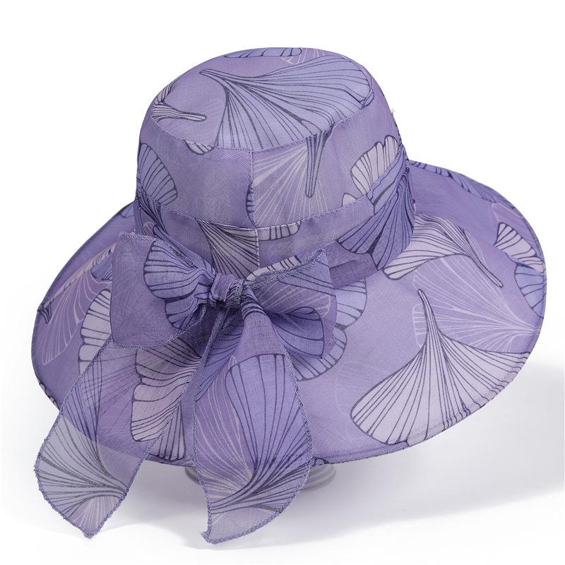 Summer Outing Sunscreen Mother Bucket Hat Thin Breathable Elegant Ladies Sun Hat Beach Sun Hat Foldable