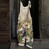 Women's Jumpsuit Christmas Print  Casual Loose Vintage Shoulder Strap Cotton Linen