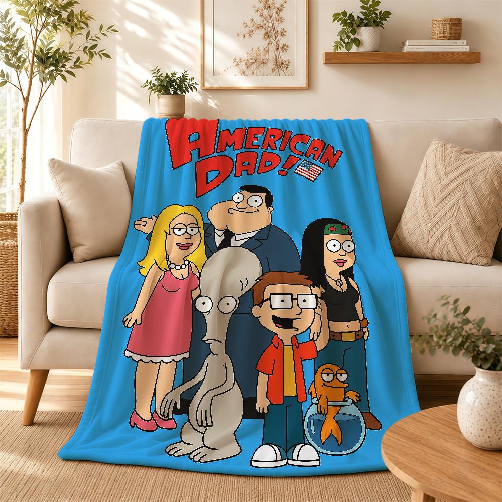 American Dad Cartoon Blanket For Soft Warm Knee For Bedroom Living Room Bed Sofa Camping Picnic Office Gift