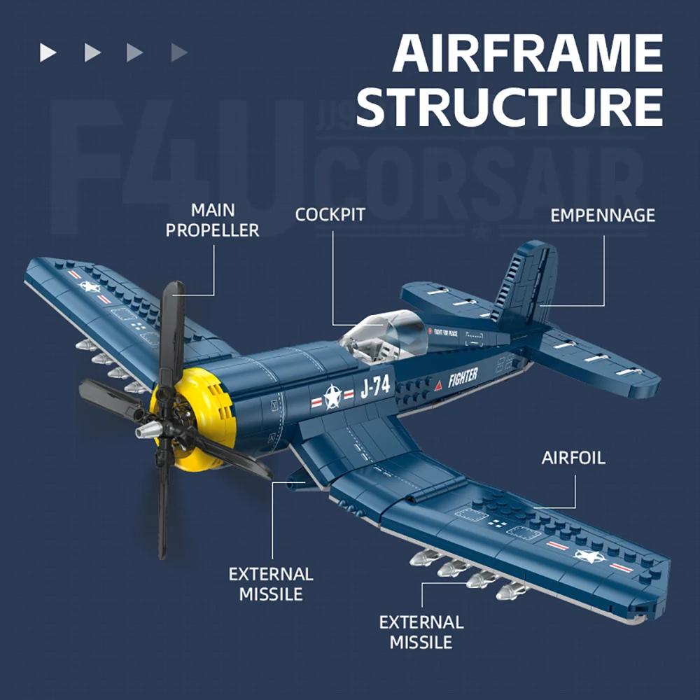 Military Aircraft Building Blocks Toys AH-1 Helicopter F4U Corsair Fighter Jet Model Ideal Gift for Kids, Aviation Enthusiasts