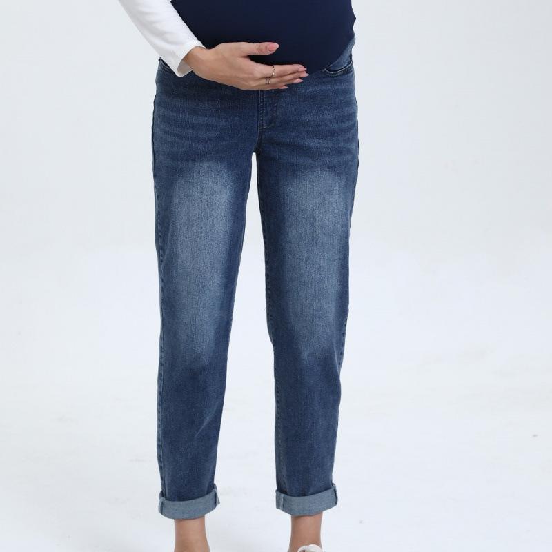 High-Waisted Maternity Jeans: European & American Style Belly Support Pants L