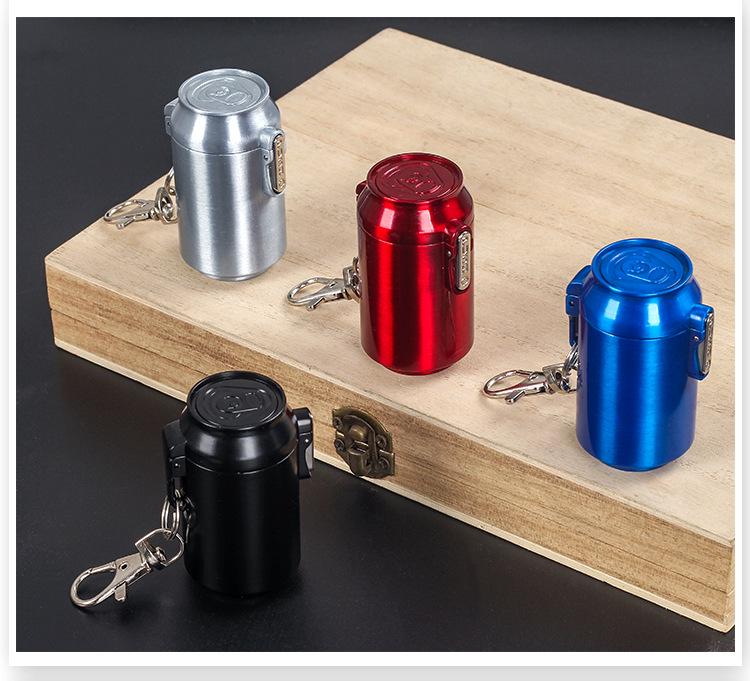 Stylish Metal Portable Ashtray & Cigarette Case with Pop-Top and Carabiner
