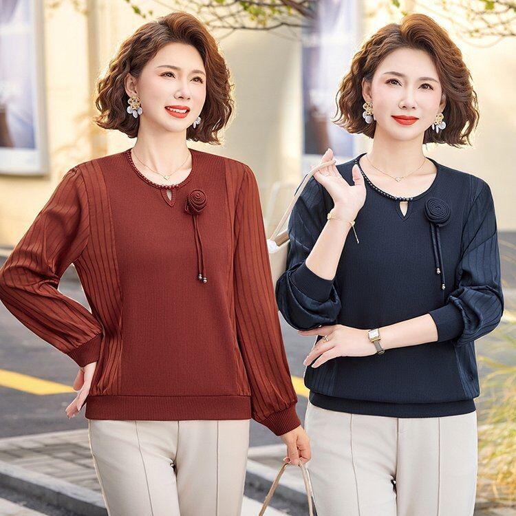 2026 Stylish Spring & Autumn Long-Sleeve Top for Middle-Aged & Elderly Women