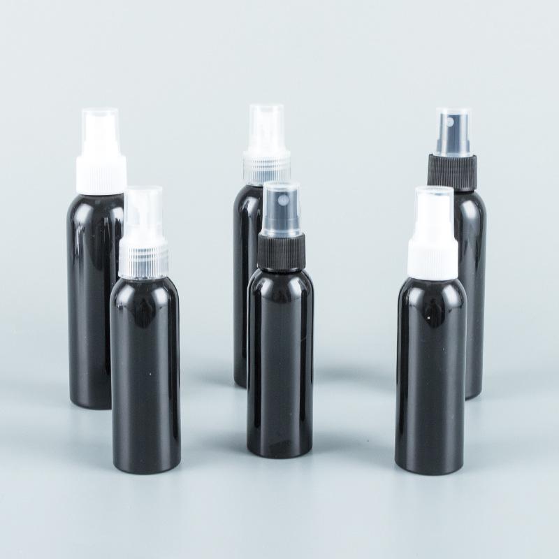 60ml/120ml Black Round Shoulder PET Bottle with Fine Mist Sprayer for Toner/Setting Spray