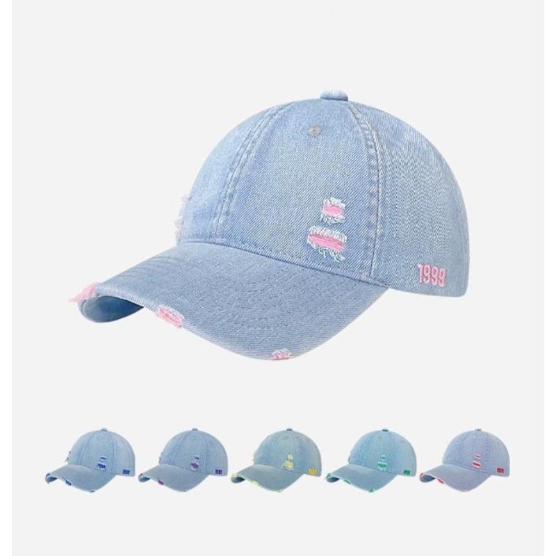Retro Solid Color Denim Baseball Cap Children Big Head Circumference Showing Face Small Hip Hop Hole Shading Sun Protection Cap Men