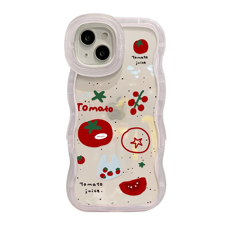 Red Tomato Is Suitable for Apple 17promax Transparent Mobile Phone Case Iphone15 Bracket 16 Silicone 14 Niche 13 Women