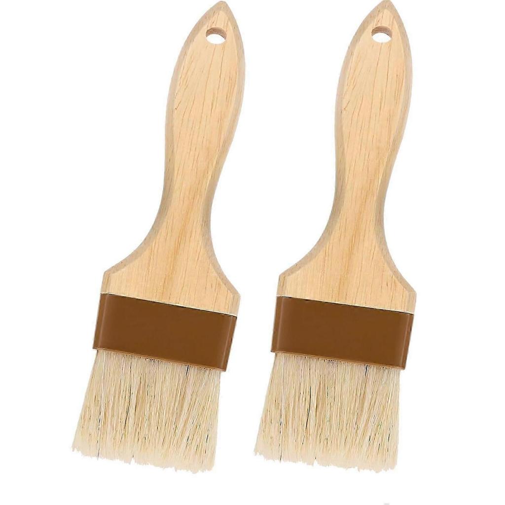 \u200b2-Pack Natural Bristle Pastry Brushes – Heat-Resistant Basting Tools for Oil & Marinade