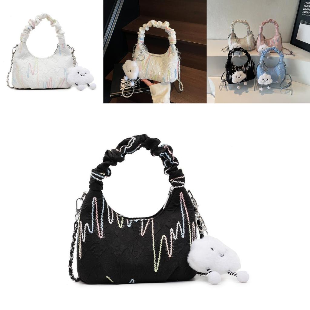 Canvas Shoulder Bag For Women With Chain Detail Perfect For Daily Casual Use