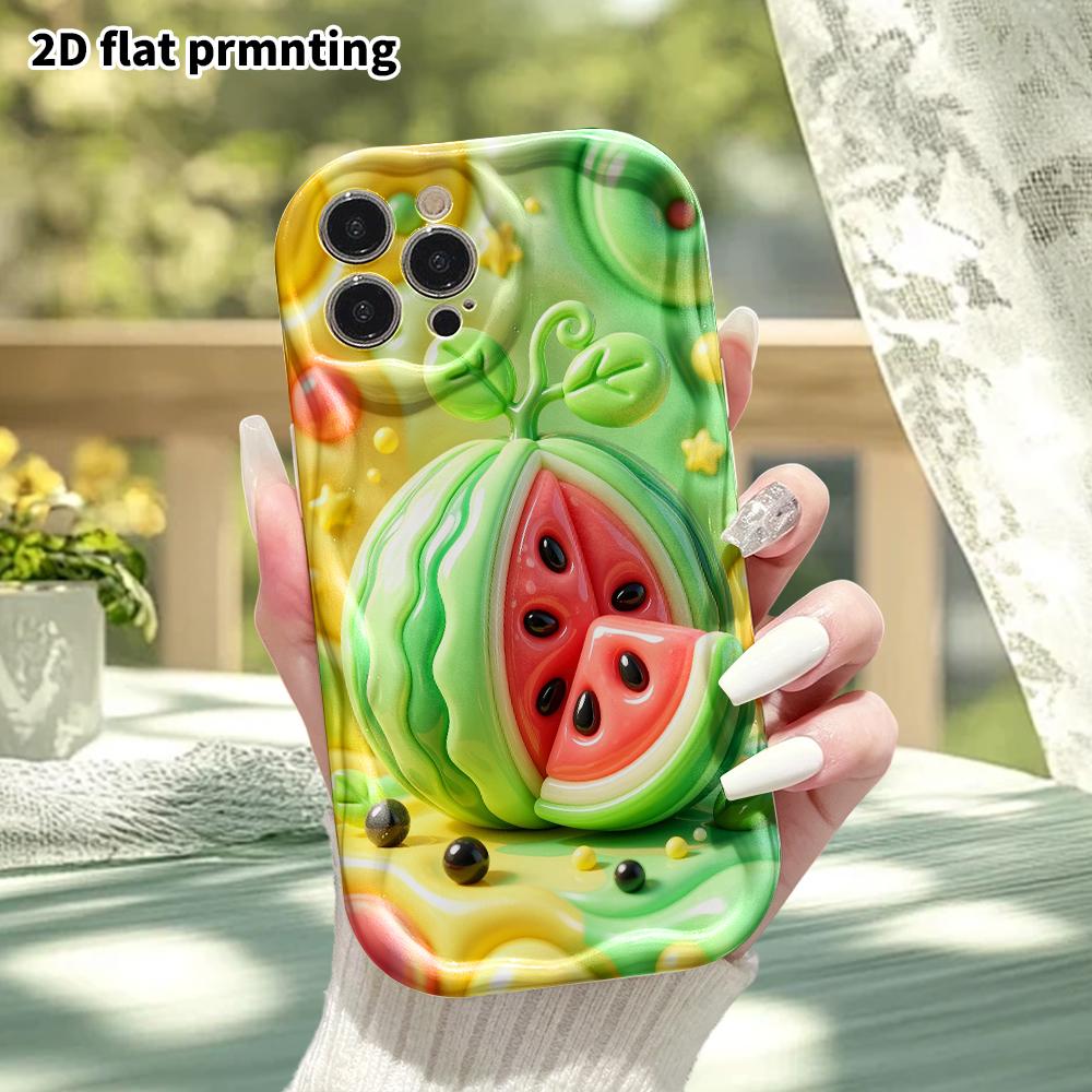 Phone case: 2D flat design, suitable for iPhone 18 17 16 15 14 13 Pro protective case, big watermelon ornament, perfect Christmas and Halloween holida