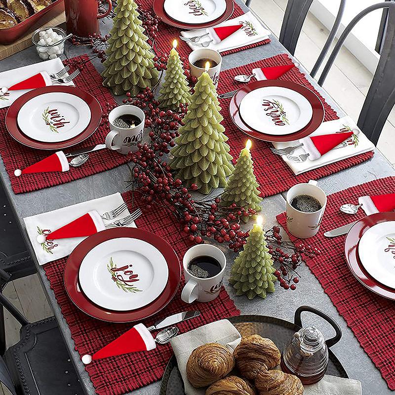 10/5pcs Tableware Holder Bag Christmas Hat Christmas Christmas Decorations Home Decoration Accessories Kitchen Tableware Holde