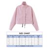 Womens Stand Collar Long Sleeve Colorblock Polka Dot Drawstring Jacket Short Outerwear