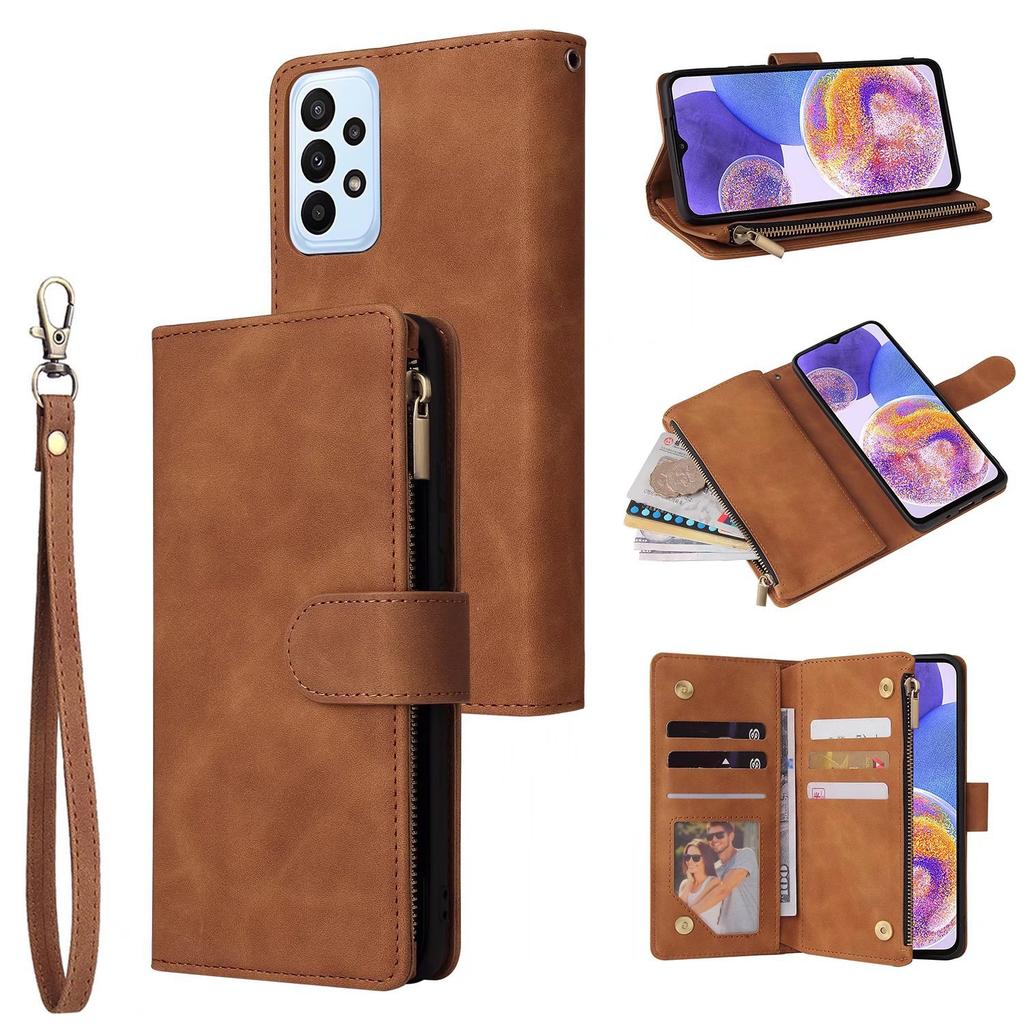 Applicable to Samsung S26 mobile phone leather case A25 retro matte multi-card zipper wallet protective case A34 skin feeling S24