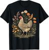 Floral Chicken Art Tee for Women, Girls, and Kids