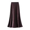 Qooth Mermaid Pencil Skirt Elastic Waist A Line Mid Length Skirt with Decorative Metal Buttons QT2759
