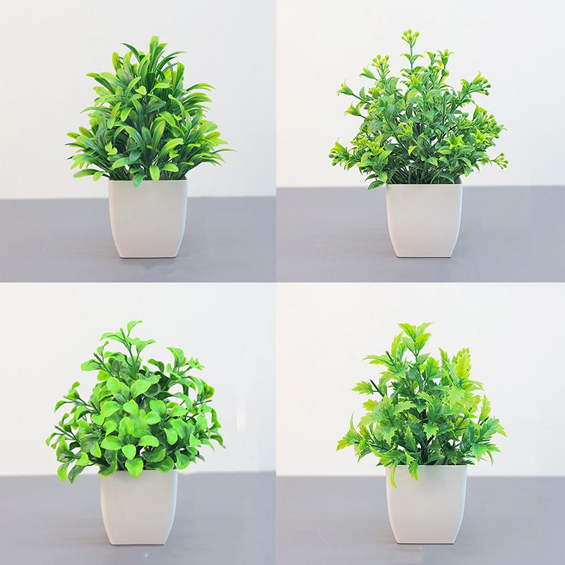 Artificial Bonsai Green Fake Plant Eucalyptus Flower Potted Plant For Indoor Outdoor Home Bedroom Garden Decoration Supplies