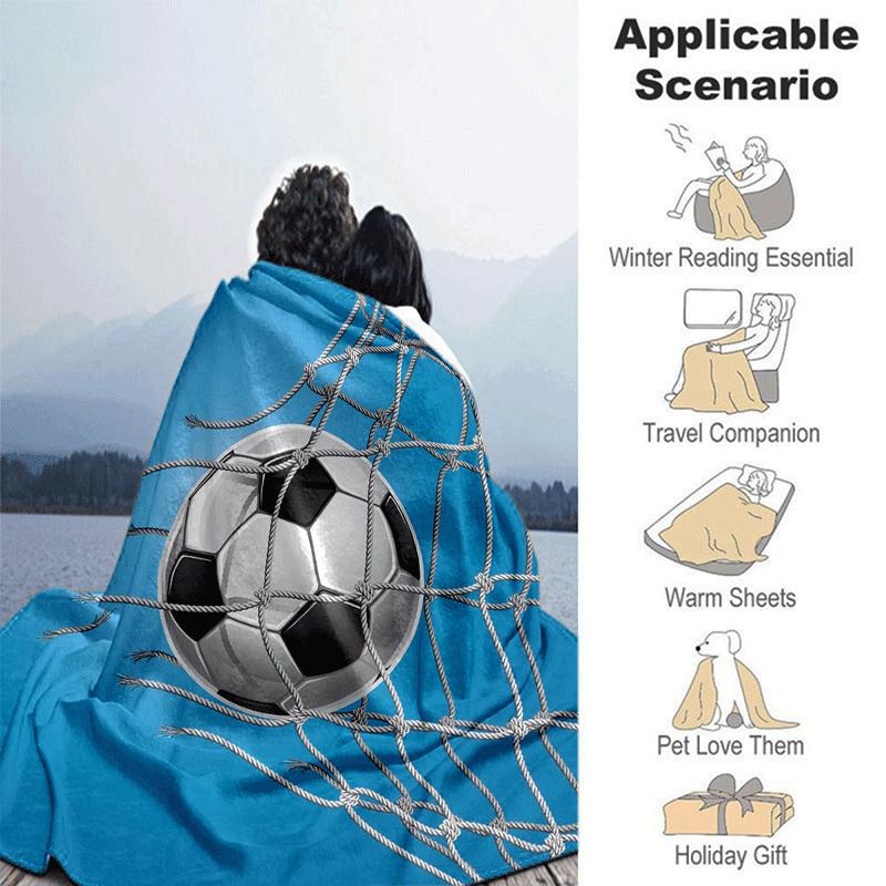 1pc Football Printing Lightweight Flannel Blanket, Comfortable and Warm Blanket, for Camping Sofa Bed and Couch Office, in All Seasons