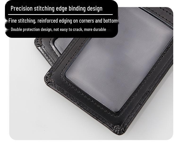 Genuine Leather Magnetic ID Card Holder and Protective Sleeve