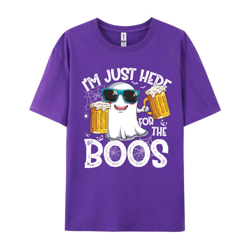 I Im Just Here For The Boos Funny Halloween Ghost Personalized Autumn Pure Cotton Tops & Tees Crazy T Shirts