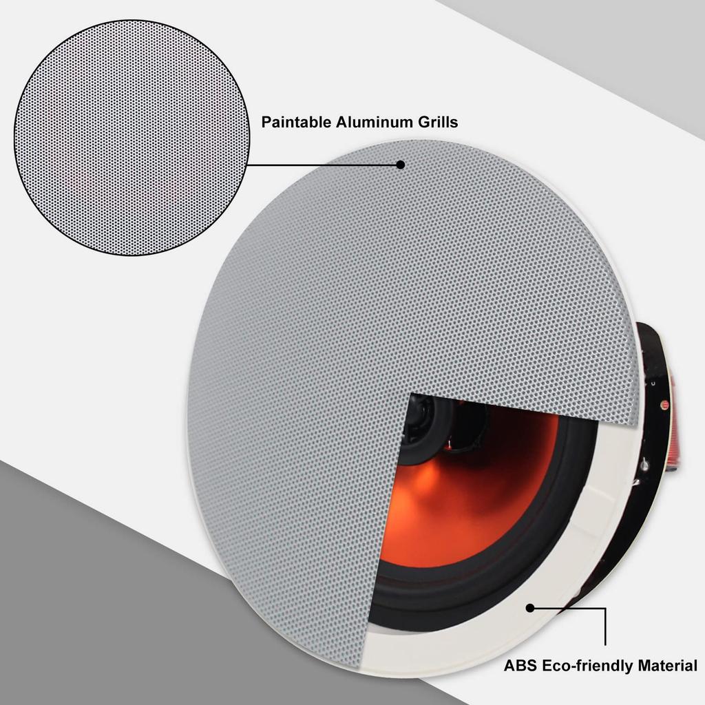 Herdio 300W Bluetooth 6.5-inch Ceiling-Mounted Speaker, 2-Way/Round Type/Single Speaker, White
