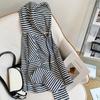 New Autumn and Winter Striped Hooded Sweatshirt for Women, Loose, Long, Lazy, Niche, Versatile Zipper Cardigan Top