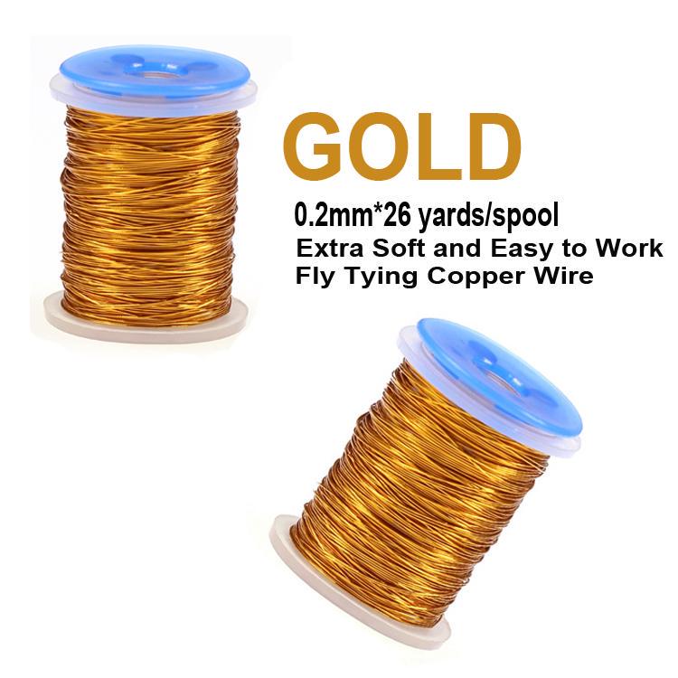 Bimoo 0.2mm Ultra Wire Fly Tying Small Copper Wire for Ribbing Weight Flash Wire Bodies Dubbing Brushes Brassie Metal Thread