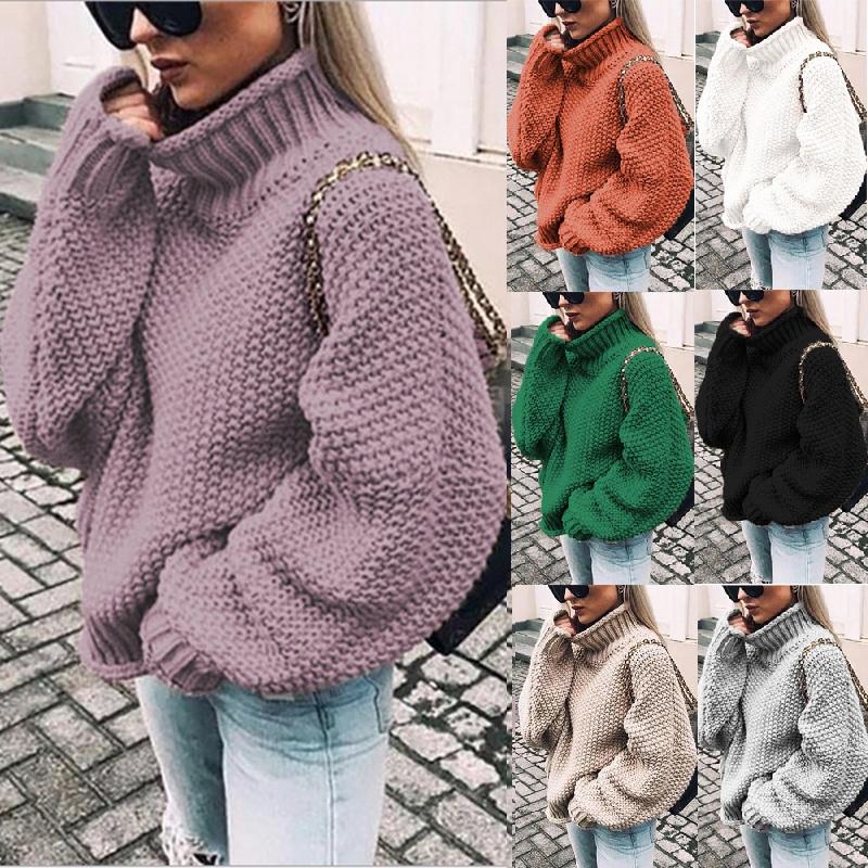 Stylish Winter Women's High Neck Pullover Long Sleeve Sweater For Ultimate Warmth