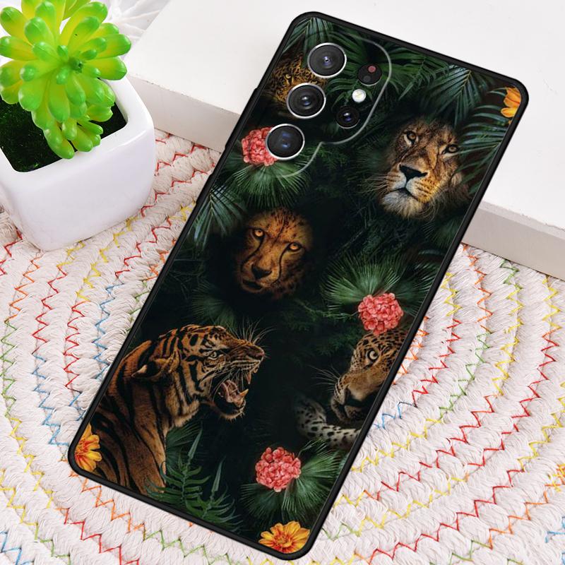 

Luxury Tiger Leopard Silicone Phone Case For Samsung Galaxy note 10 pro S26 S25 S24 S23 S22 S21 Plus S25Ultra Capa Cover Galaxy S26 Ultra