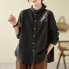 Southeast Asia Plus Size Retro Embroidered Cotton Linen Long Sleeve Shirt