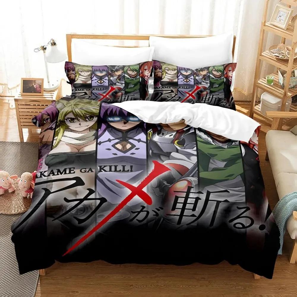 Anime Akame ga Kill Esdeath Sängkläder Set Pojkar Flickor Twin Queen Size Påslakan Örngott Säng Barn Vuxen Hemtextil
