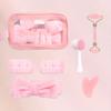 7-piece facial cleansing and massage set with a silicone dual-ended brush, dual-ended roller, and heart-shaped gua sha tool