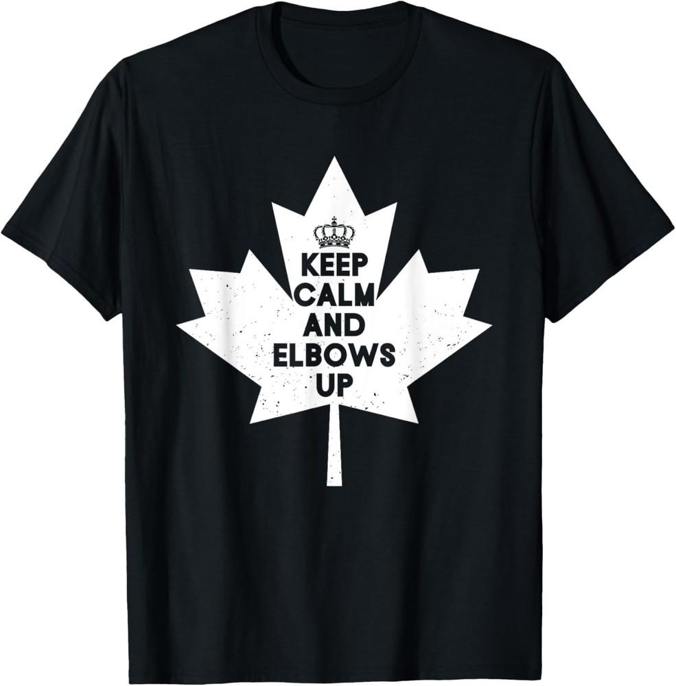 2025/Keep Calm And Elbows Up Canadian Maple Leaf Canada T-Shirt Unisex T-Shirt XXXL
