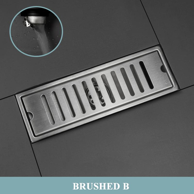 Brushed Rose Gold Floor Drain SUS304 Floor Conceal Drain 30CM/60CM Long Drainage Channel Drain for Hotel Bathroom Kitchen Floor