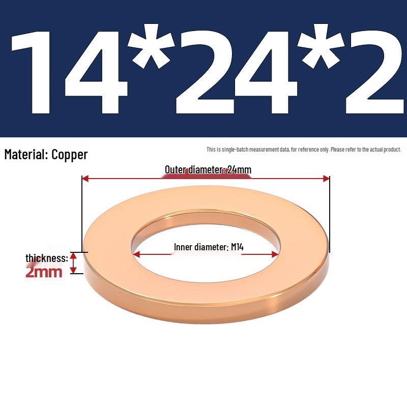 Marine Instrument Copper Gasket Ring: Pure Red Copper Sealing Washer, M3-M60mm.