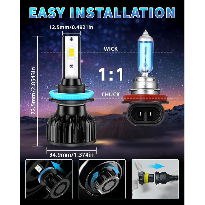 Fit For Ford F150 2015 2016 2017 2018      Low Beam, Super Bright 6000K Cool White Light Bulbs, Plug And Play, Pack Of 2