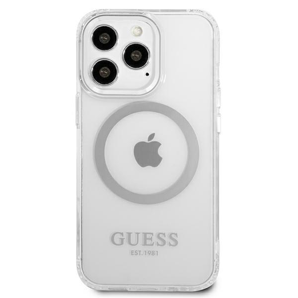 Guess Guhmp13Lhtrms Iphone 13 Pro / 13 6,1 Srebrny/Silver Hard Case Metal Outline Magsafe