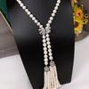 Elegant Light Luxury Natural Pearl Tassel Necklace for Women - Versatile White Sweater Chain, Autumn/Winter New Arrival