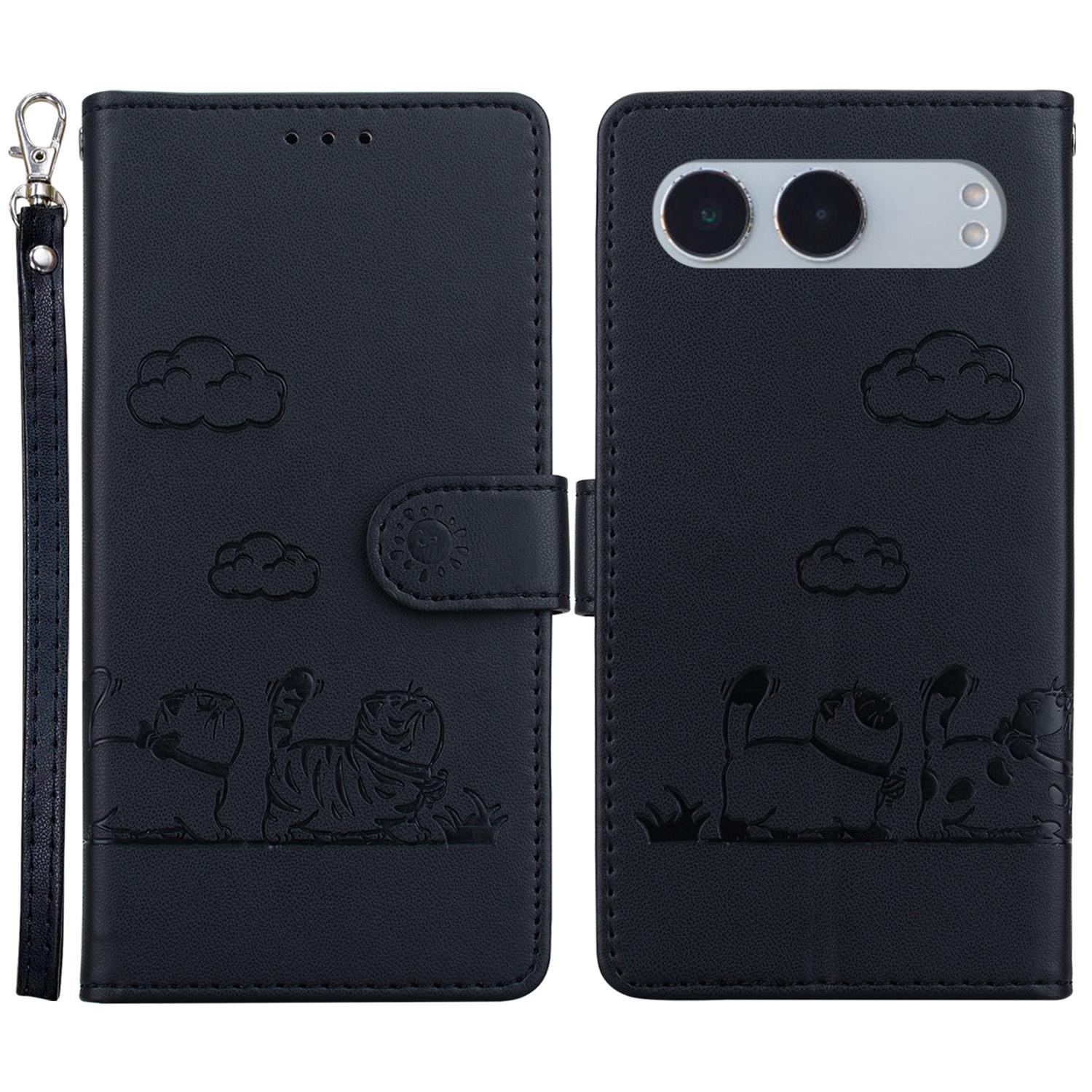 

For OnePlus Nord 4 Case RFID Blocking Kitten Pattern TPU+PU Leather Phone Cover Black