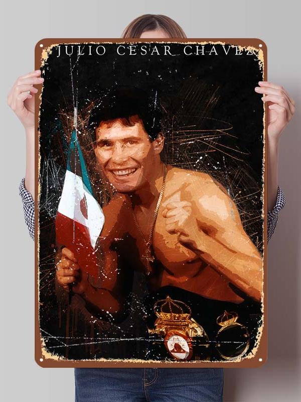 Julio Cesar Chavez Boxer Metal Signs Gaming Room Decoration Custom Metal Plates Boxing Poster for Wall Art Decoration Retro Home